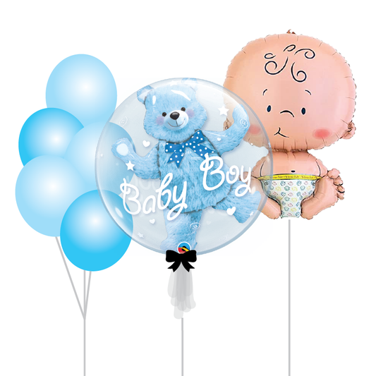 24" Baby Boy Printed Bubble Balloon Set