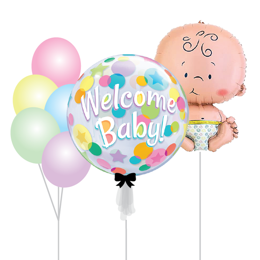 24" Welcome Baby Printed Bubble Balloon Set