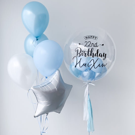 24" (Pastel Blue) Bubble Balloon Set